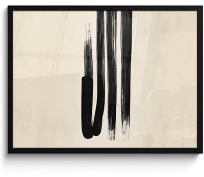 Poster in lijst - Fotolijst 80x60 cm - Posters - Penseelstreken - Verticaal - Zwart - Posterlijst zwart - Decoratie - Wanddecoratie woonkamer - Muurdecoratie slaapkamer