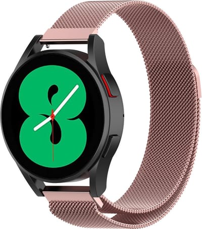 By Qubix - Milanese bandje 20mm - Rosé goud - Geschikt voor Samsung Galaxy Watch 7 (40 & 44mm) - Galaxy Watch FE - Galaxy Watch 6 - Galaxy Watch 6 Pro - Galaxy Watch 5 - 5 Pro - Galaxy Watch 4 - 4 Classic - Active 2 - Watch 3 (41mm)