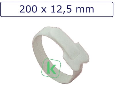 PRO-TIE® - Klittenband Tyraps, kabelbinders 200 x 12,5 mm Wit (Zak 10 stuks) (tiewrap/tyrap/tie-wrap/bundelbandje/colsonbandje/)