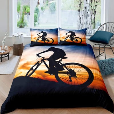 Dekbedovertrekset Fiets Motocross Racer Beddengoedset Kingsize Mountainbike Dekbedovertrek Extreme Snelheid Sporten Sprei EU single(135x200cm)