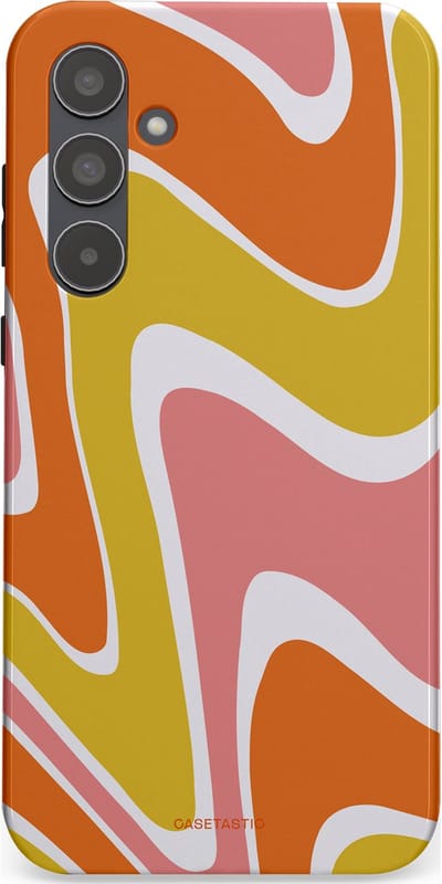 Casetastic hoesje geschikt voor Samsung Galaxy A55 - Dubbellaagse bescherming - Retro rave - Fashion Case - Goud Terracotta Koraal Wit