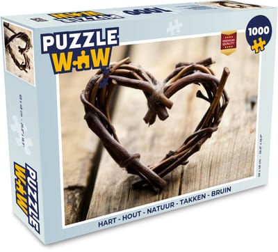 Puzzel Hart - Hout - Natuur - Takken - Bruin - Legpuzzel - Puzzel 1000 stukjes volwassenen
