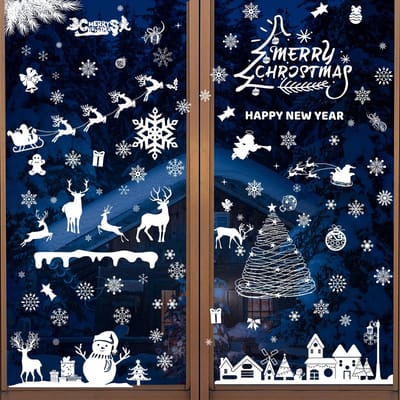 Golden crown - Vensterstickers - Kerstdecoratie - Sneeuwvlokken - Raamdecoratie - Kerstman - Doe-het-zelf - Voor kinderen - Kleur B