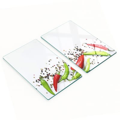 Glazen snijplanken met chilipepermotief, 2x30x52 cm