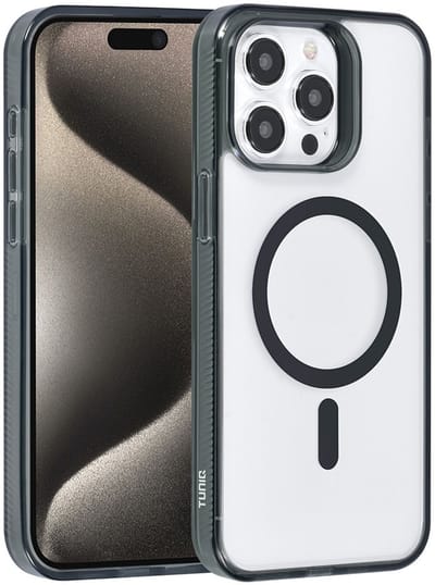 TUNIQ telefoonhoesje voor Apple iPhone 15 Pro Max - MagSafe siliconen backcover - Zwart