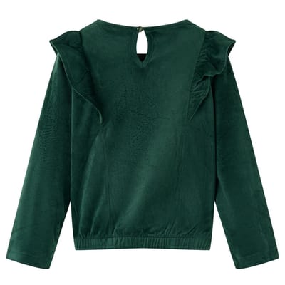 vidaXL - Kinderblouse - met - ruches - 104 - donkergroen