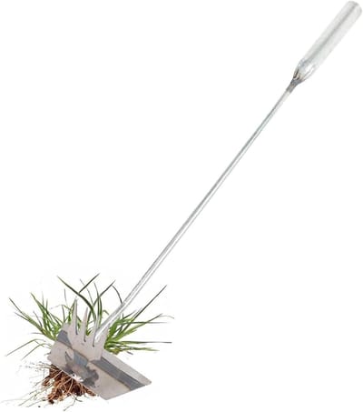 Onkruidsteker Roestvrijstaal - Tuinhandgereedschap Onkruid - Gazon Onderhoud - Vier Tanden Ontwerp - 50 cm Lengte - Zilverkleurig