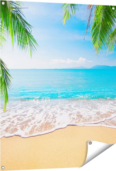 Gards Tuinposter Tropisch Strand en Zee - 80x100 cm - Tuindoek - Tuindecoratie - Wanddecoratie buiten - Tuinschilderij