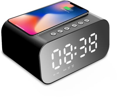 Wekkerradio met Draadloze Oplader - Wekkers Digitaal - Digitale Wekker Slaapkamer - Klokradio met FM Radio - USB & Qi Draadloos Oplaadbare Alarmklok - Zwart