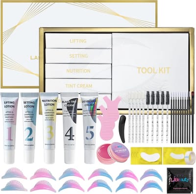 Wimperlifting en Wenkbrauwset - Lash Lift Brow Lamination - Professionele Styling - Zwart Kleureffect - 10 ml - Zwart