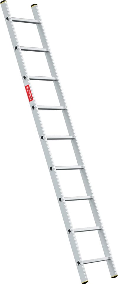 Baulich Aluminium rechte ladder - 9 treden - Professionele aanleunladder met antislip sporten - Stabiel en duurzaam - Werkhoogte 346 cm - Draagvermogen 150 kg