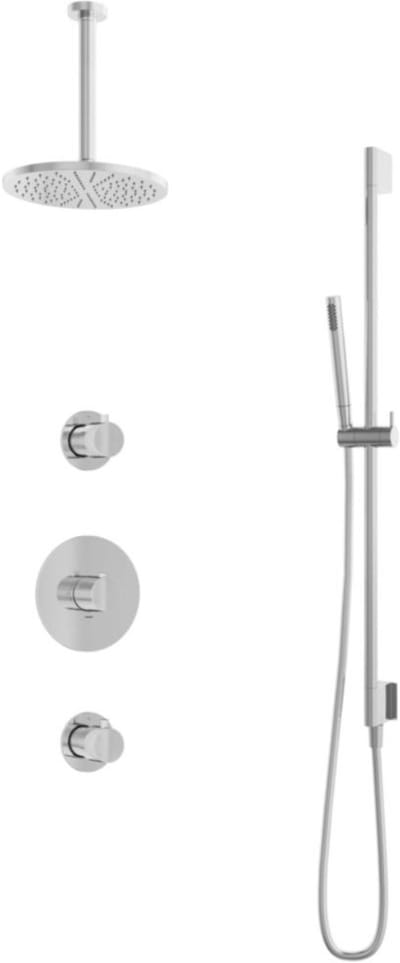 Hotbath Buddy - Inbouw Regendoucheset - 2 Stopkranen - Thermostatisch - Plafondbuis 30 cm - Hoofddouche 200 mm - Staafhanddouche - Glijstang 900 mm - Waterbesparend - V01