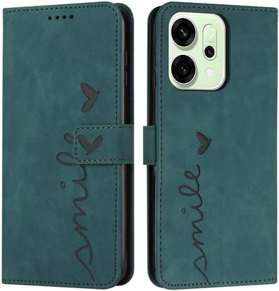 Coverup Hoesje - Geschikt voor OPPO Reno14 / F / FS Hoesje - Coverup Smile Book Case - Groen
