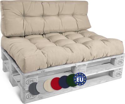 Beautissu Style – Palletkussen Set – 1x Zitkussen 120x80 cm & 1x Rugkussen 120x40 cm – Natuur