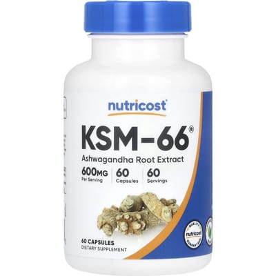 Nutricost, KSM-66, Ashwagandha-wortelextract, 600mg, 60 capsules