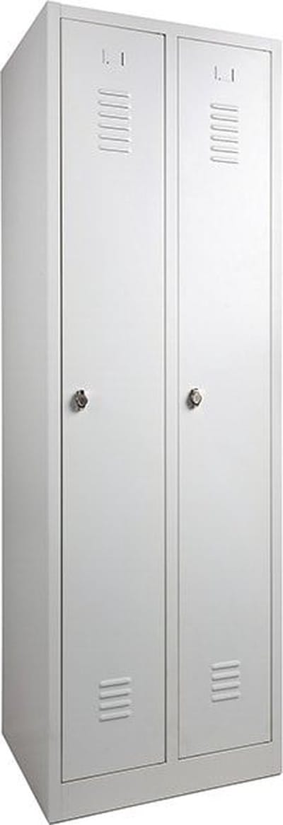 Garderobekast met 4 legborden (linkerkolom) en hoedenplank (rechterkolom) breed 89CM sluiting Met sleutel en cilinderslot aantal deuren 3 framekleur Wit (RAL9010)