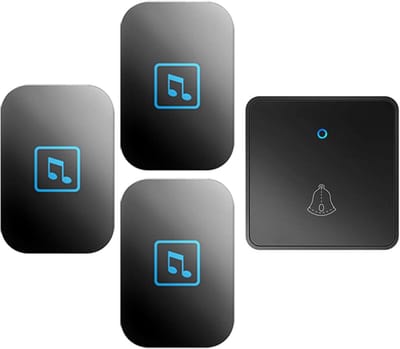 Draadloze Deurbel Set - Plug-in Bel - Bezoekers Melden - Anti-interferentie Werking - 3 Zenders 3 Ontvangers - Zwart