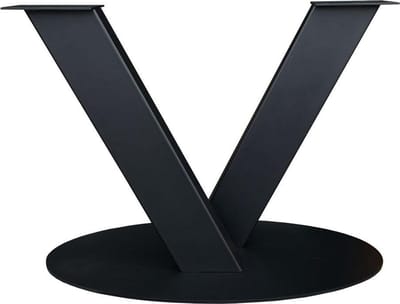 FLE - Stalen v-poot zwart ovale plaat 100 bij 50 cm en hoogte 73 cm (koker 10 x 20 cm)