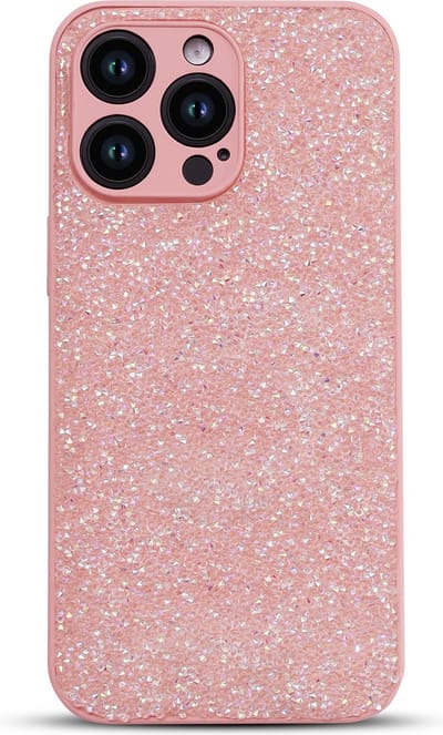 Casemania Hoesje Geschikt voor Apple iPhone 15 Pro - Roze - Diamant Glitter Back Cover