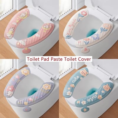 Toiletbrilhoezen - WC stoelhoezen - Badkamer Comfort - Zelfklevend Herbruikbaar - 4 paar - Meerkleurig