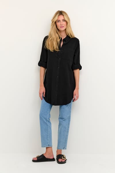 Overhemd met lang mouwen Loose fit Black