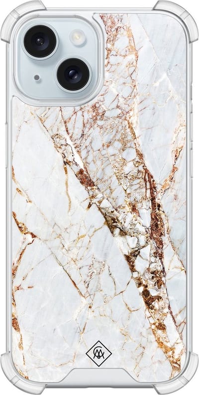 Casimoda® hoesje - Geschikt voor iPhone 13 - Marmer Goud - Shockproof case - Extra sterk - Siliconen/TPU - Goudkleurig, Transparant
