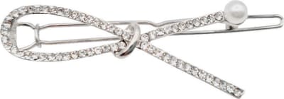 Haarspeld Haarclip 5cm - Strik - Strass Steentjes - Zilver - Hair Clip - Decoratieve Haaraccessoire