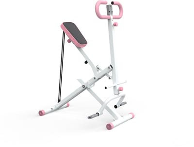 YYchan Squat Trainer - Fitnessapparaat voor thuis - met weerstandsbanden en LCD-scherm - opvouwbaar - roze