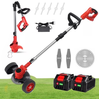 21V Draadloze Trimmer - Grastrimmer Van 800 W Met 2 X 2000 Mah Accu's En Oplader - Accu-Trimmer - Opvouwbare Grastrimmer