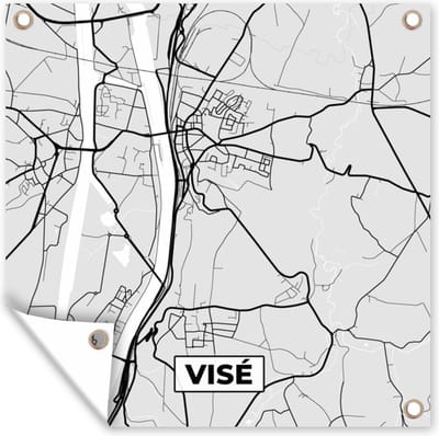 Tuin poster Stadskaart – Zwart Wit - Kaart – Visé – België – Plattegrond - 200x200 cm - Tuindoek