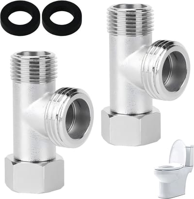 3-Way Switch Valve T-Connector voor 3/8" Slangen - Roestvrijstalen T-Fitting in Geborsteld Nikkel voor Waterverdeling (2 Stuks)