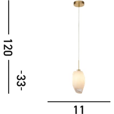 Searchlight Rocky hanglamp, 1-lamp, messingkleurig, staal, glas