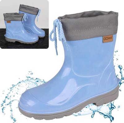 LEMIGO KIMMY Regenlaarzen voor kinderen met bies - waterdichte regenlaarzen met antislipzool, blauw
