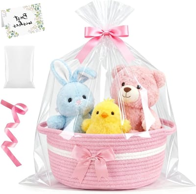 Lege cadeaumand voor vulling, perfect voor kerst, bruiloften, Valentijnsdag en meer, inclusief wenskaart (roze, 1)