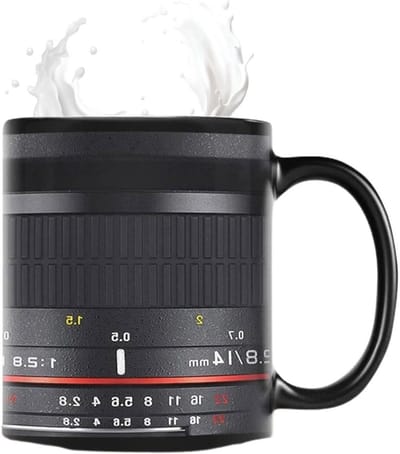 Camerelens Koffiemok - Fotografie Mok - Koffie Drinken - Gedetailleerd Ontwerp - 350 ml - Wit