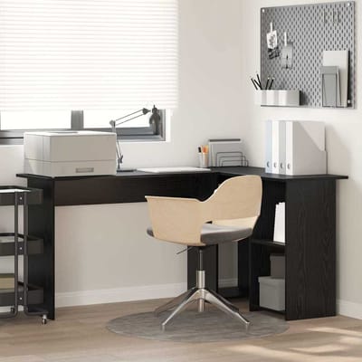 vidaXL - Bureau - Zwart - Eiken - 142 - x - 102 - x - 73 - cm - Bewerkt - hout