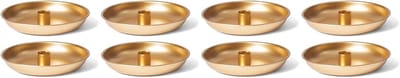 Set van 8 kaarsenhouders, kaarsenhouder Adventskrans, Scandinavisch chic, rond, metaal, diameter 13 cm, goud, decoratieve schaal, tafelkaarsen, kaarsenbord, kerstdecoratie, kaarsenhouder, kaarsenstoker