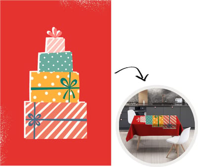 Kerst Tafelkleed - Kerstmis Decoratie - Tafellaken - Kerst - Illustratie - Kerstcadeau - Rood - Vintage - 180x260 cm - Kerstmis Versiering