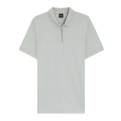Boss Polo met kwartrits en logo voor heren (Zilver)