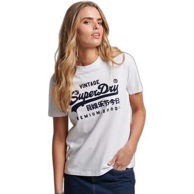 Superdry Dames tshirt Vintage Logo T-shirt van biologisch katoen met kraag en tekst