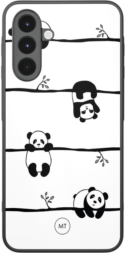 Hoesje geschikt voor Samsung Galaxy A16 - Panda - TPU Hard Case Backcover - Zwart, Wit - Mooie Telefoonhoesjes