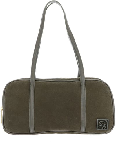 Ted Baker Leren schoudertas Ammari Double Zip Suede Bowler Bag Dk - Green groen