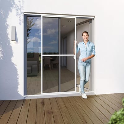 Yoursol hordeur wit 120 x 240 cm met aluminium frame, schuifdeur met insectenwering, glasvezeldoek, balkondeur met raam, terrasdeur met insectenwering, balkondeur met insectengaas
