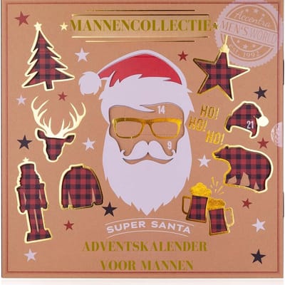 DD® Adventskalender Mannen - Adventkalender Volwassenen - Stoer Kerstcadeau - 38x4x38cm - Bruin