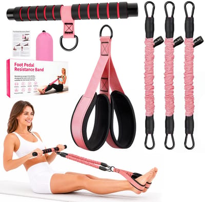 Buiktrainer -Sit-up Trainingsapparaat - Elastisch Trekkoord - Pedaal weerstandsband - Multifunctioneel - Sportuitrusting - Body Sculpture - - Geschikt Voor Fitness, Afvallen, Training - Verstelbare trekbuizen - Roze
