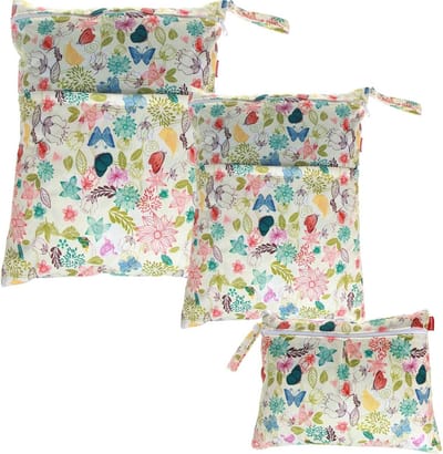 Damero Wetbag Stoffen luiers, luiertas voor baby's, herbruikbaar, 3 stuks natte tas, stoffen luiers, wasbare organizer-tas voor meisjes en jongens, oerwald