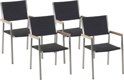 GROSSETO - Tuinstoel set van 4 - Zwart - PE rotan