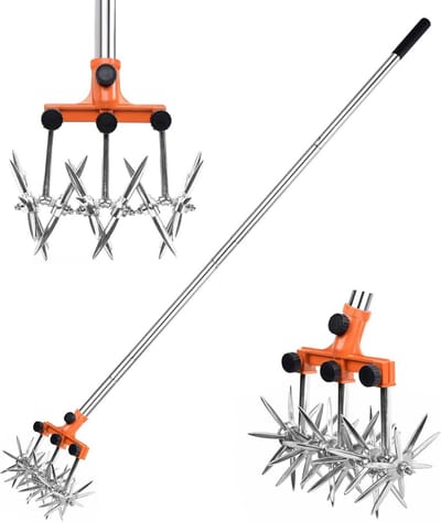 Collen Cultivator, Retractabele Lengte, Tuincultivator van Roestvrij Staal met Verwijderbare Tanden, Weerbestendig voor Mengen en Grasmaaier