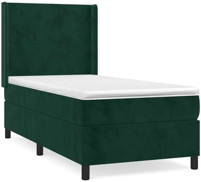 vidaXL - Boxspring - met - matras - fluweel - donkergroen - 80x200 - cm