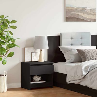 vidaXL - Nachtkastje - 40x30x39 - cm - bewerkt - hout - zwart
